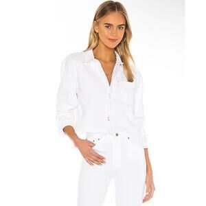 GRLFRND Cotton Denim Button Christy Raw Hem Long Sleeve Shirt Indy Size Small